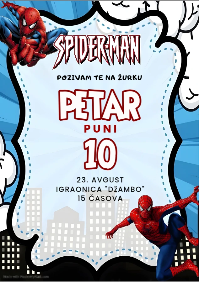 digitalna elektronska pozivnica za deciji rodjendan za decake spajdermen