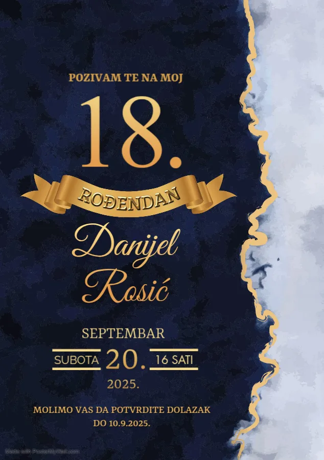 digitalna elektronska pozivnica za 18 rodjendan