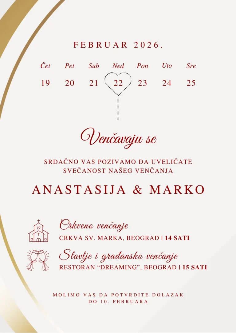 elektronska digitalna pozivnica sa kalendarom